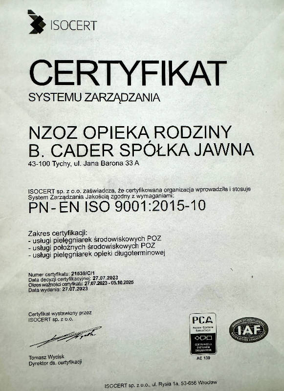 certyfikat ISO